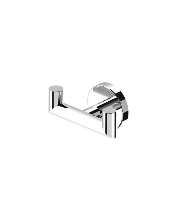 Towel hook, double Round - A classic design with round lines
Can be screwed or glued
Made of metal