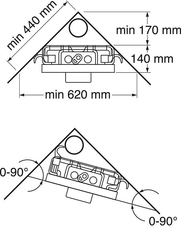 Fikstur Triomont XT – for toalett med toppknapp - Lav modell for installasjon under vindu eller benkeplate
Smal fikstur, kun 380 mm bred
Belastningstestet for 400 kg