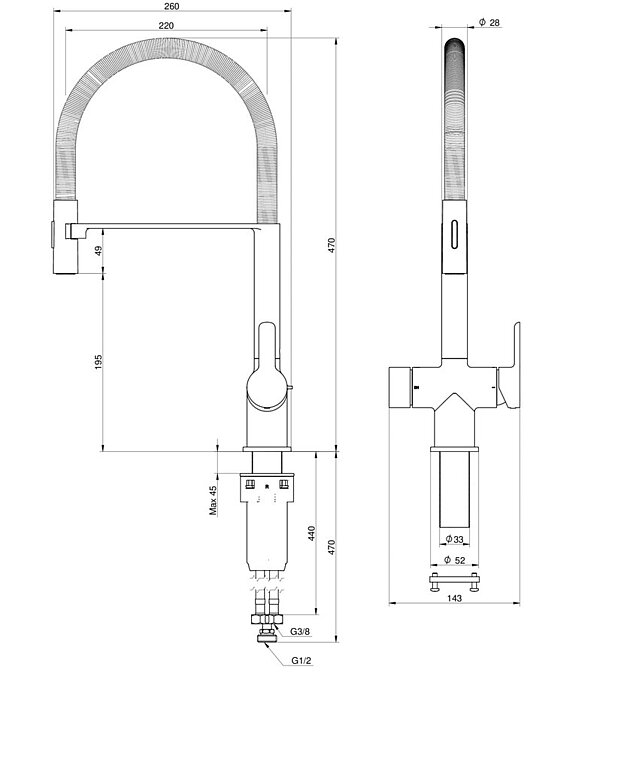 Keittiösekoittaja Estetic - Mittapiirros - GB41208099_53__20250903-Skiss_Drawing.jpg