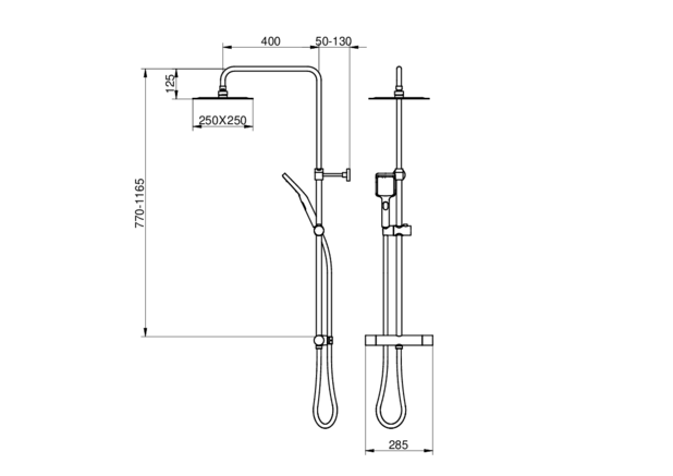  - Super slim head shower with generous water flow
3-functional hand shower with a pushbutton
A stylish mixer with grip-friendly handles in innovative design