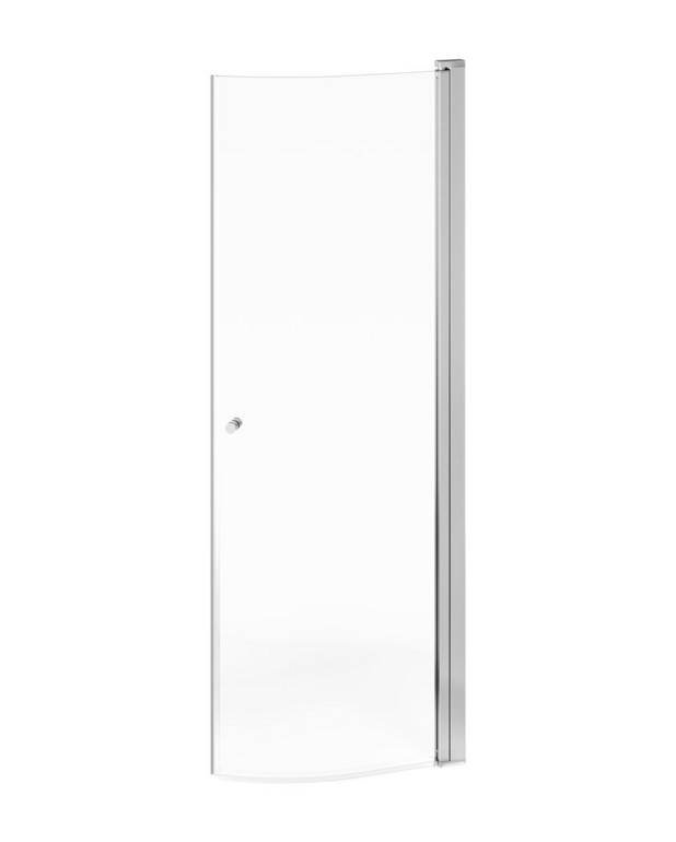 Rund dusjdør - Vendbar for høyre- eller venstrevendt installasjon
Forhåndsmonterte dørprofiler for rask og enkel installasjon
Polerte profiler og dørhåndtak