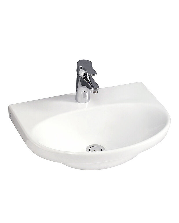 Pesuallas Nautic 5550 - 50cm, pultti- tai kannakekiinnitys - Helposti puhdistettava ja minimalistinen muotoilu
Soikiomainen allas ja tilavat laskutasot
Ceramicplus: puhdista nopeasti & ekologisesti