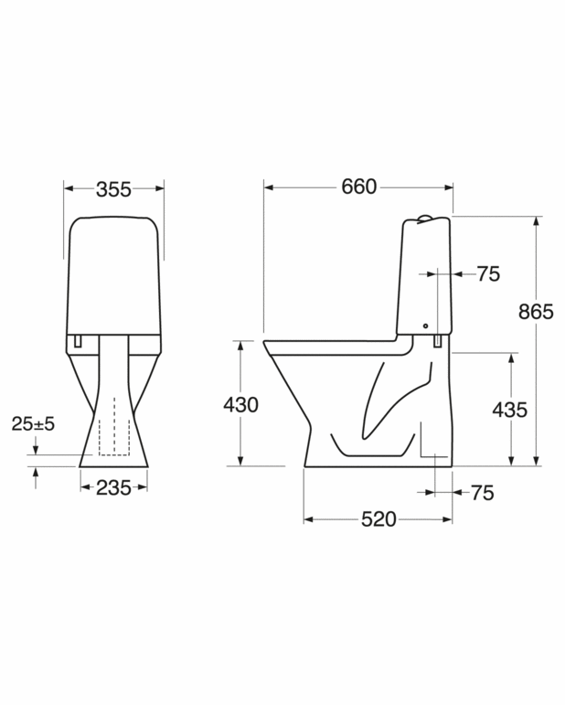 WC-pott Nordic3 3500 - peidetud allavooluga - Funktsionaalne Skandinaavia disain standardmõõdus
Kondensvee vaba loputuspaak