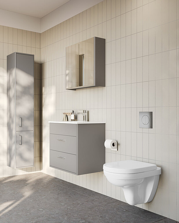 Seinään kiinnitettävä WC Nordic 3730 - HygienicFlush - Hygienic Flush, jossa on avoin huuhteluvanne puhdistamisen helpottamiseksi.