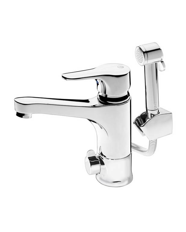 Bathroom sink faucet Nautic - 150 mm spout - Energy class A, saves water and energy 
Eco-start, 17Â°C when lever straight forward
Adjustable comfort flow and comfort temperature