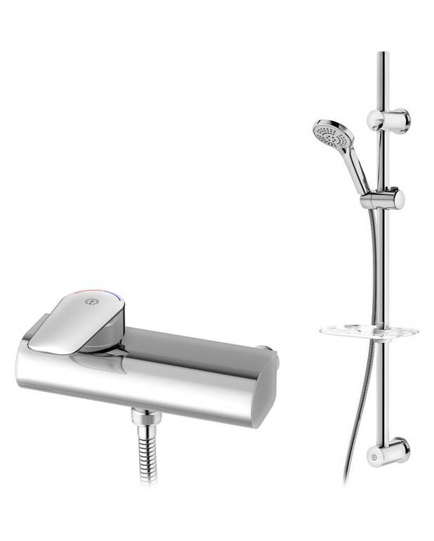 Shower mixer Atlantic 2.1 - Singel lever - Grip-friendly lever with clear color marking for hot and cold water
Soft move, ceramic package with smooth and precise operation
Eco-stop, adjustable maximum flow limitation