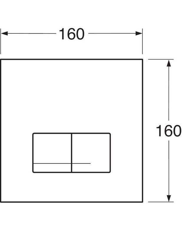 Spyleknapp for armatur XS - veggkontroll panel, rektangulært - 