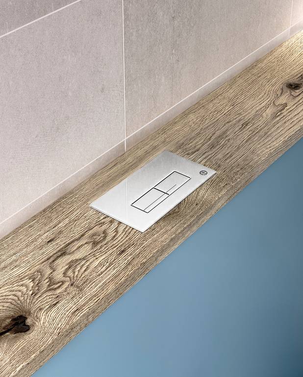 Flush button for fixture XT - top flush button, rectangular - Neat design in white glass
For top installation on Triomont XS