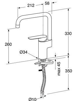 Keittiöhana Atlantic - korkea juoksuputki - Mittapiirros - GB41205058_drawing.jpg