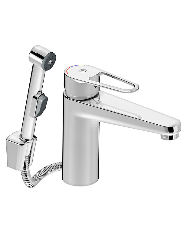 Washbasin mixer New Nautic, 150mm spout - Contains less than 0.1% lead 
Energy Class A
Cold-start, only cold water when the lever is in straight forward position