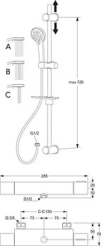 Suihkuhana Nautic - termostaatti - Mittapiirros - GB41215387_Drawing.jpg
