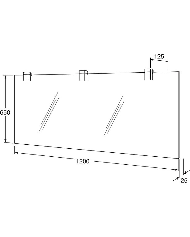 Peili Artic - 120 cm - Tarkoitettu kiinteään seinäasennukseen IP44-luokka LED-lamput
