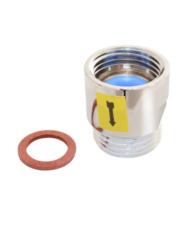 Takaiskuventtiili - Extra protection against backflow when the hand shower can reach the toilet , in combination with a mixer with an internal check valve protection level  ED (EN1717).