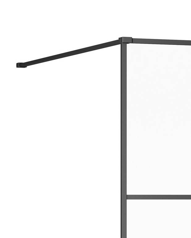 Sienas stiprinājums, 140 cm, melns ar ietvaru - Pagarina dušas sienas atveri līdz 140 cm
Piemērots tikai dušas durvīm ar melno ietvaru