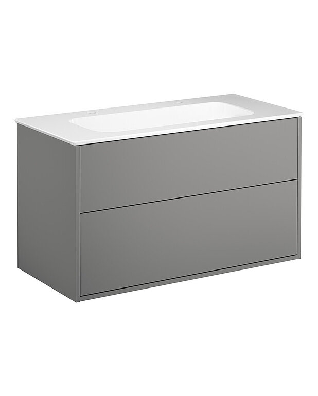 Kommodskåp Artic - 100 cm - Heltäckande tvättställ i porslin med tunn design och generösa avställningsytor
Vattenlås med pop-up och smart rengöringsfunktion
Tillverkad i badrumsklassat material för fuktiga miljöer