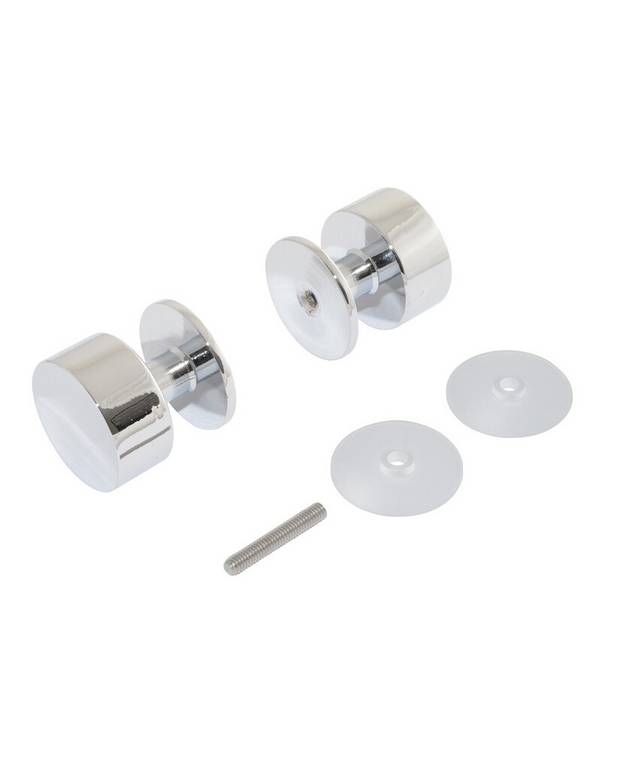 Shower button, Glossy polished - set of 2x knobs for 1 door with accompanying fittings