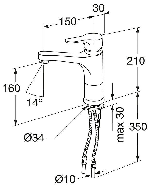 Pesuallashana Nautic - 150 mm juoksuputki - Mittapiirros - 214245.jpg