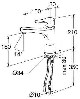 Pesuallashana Nautic - 150 mm juoksuputki - Mittapiirros - 214245.jpg