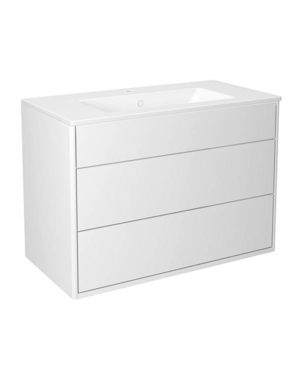 Bathroom cabinet Graphic - 80 cm - All-covering porcelain sink
Hidden compartment for storing small things 
The fold out compartment provides extra shelf space