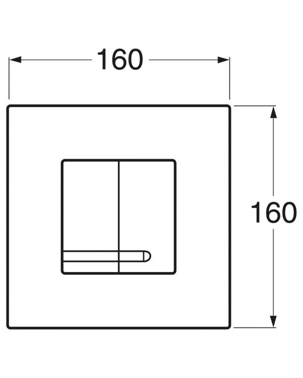 Flush button for fixture XS - wall control panel, square - Manufactured in plastic with a polished chrome surface
For front installation on Triomont XS
Available in different colours and materials