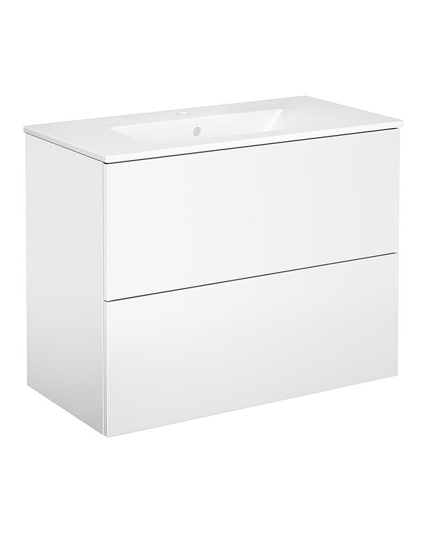 Vanity unit Graphic Base - 80 cm - All-covering porcelain wash basin
Soft closing drawers
Material: moisture resistant particle board, classed for bathrooms