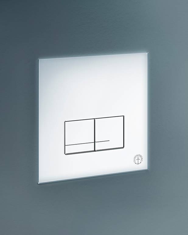 Flush button for fixture XS - wall control panel, rectangular - Neat design in white glass
For front installation on Triomont XS