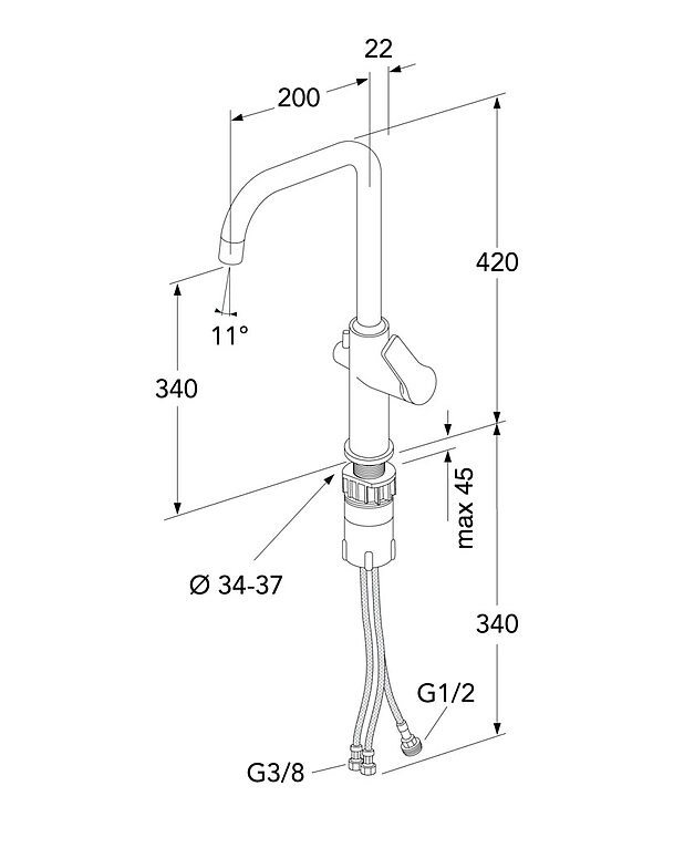 Kitchen mixer Epic - high spout - Drawing - GB41209996-Epic-Kitchen-mixer-DW-drawing.jpg