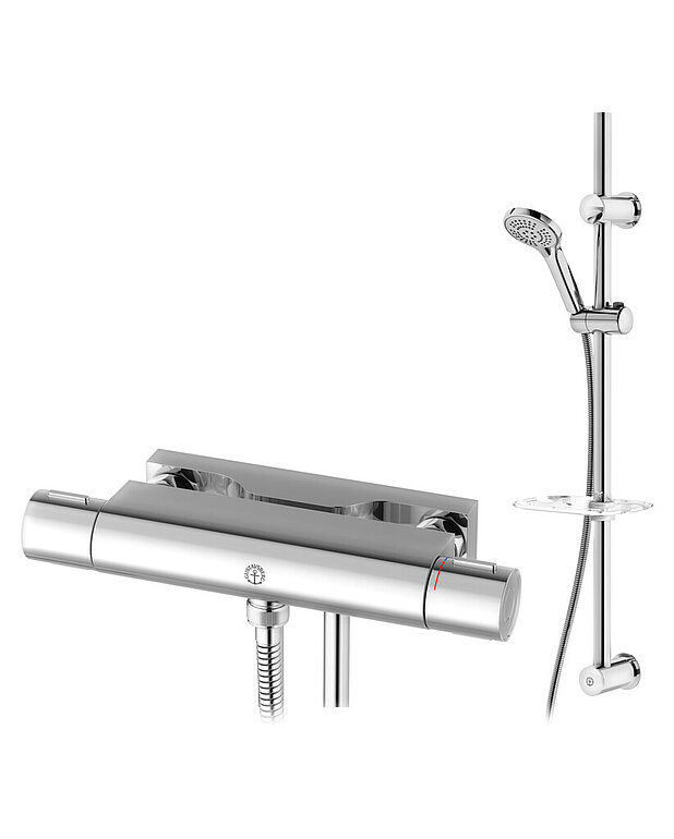 Shower mixer New Nautic 2.1 - Safe Touch reduces the heat on the front of the faucet
Maintains even water temperature upon pressure and temperature changes
Can be expanded with bathtub spout