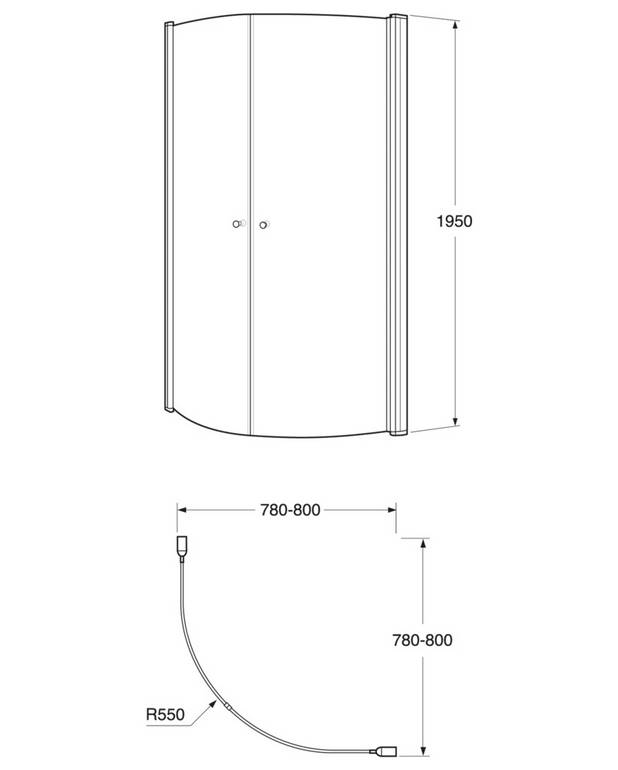 Shower wall SQ Round - chrome-plated profiles - Premium quality tempered safety glass
Clear Glass for fast and environmentally friendly cleaning
Opens 180°