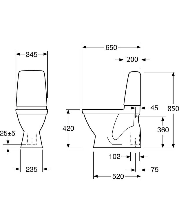 WC-istuin Public 6600 - piilotettu s-lukko, hygieeninen huuhtelu - Kestävä painike ruostumatonta terästä, soveltuu julkisiin käymälöihin
Avoin huuhtelureuna helpottaa puhdistusta
Ceramicplus-pinta nopeaan ja ympäristöystävälliseen puhdistukseen