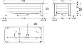 Bathtub front panel 6416 – 1600 x 700