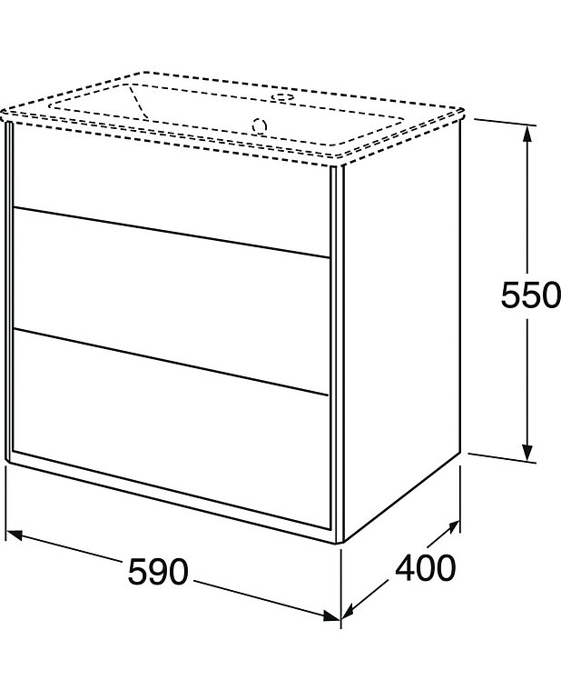 Kommodskåp Graphic - 60 cm - Kort djupmått - för plats även i ett mindre badrum
Utfällbart lönnfack för förvaring av småsaker
Utrymme för montage av eluttag
