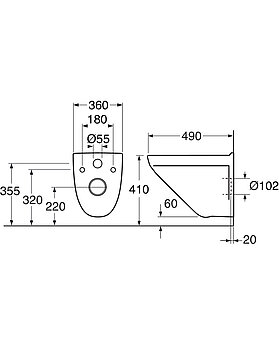 Kort vägghängd toalett Nordic³ 3635 - Hygienic Flush