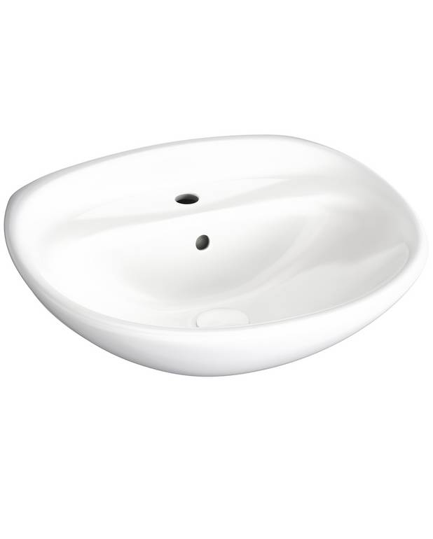 Vask Estetic 410360  boltmontering 60 cm - Skjulte bolte giver en pæn montering
Pop-up bundventil i porcelæn
Ceramicplus: hurtig og miljøvenlig rengøring