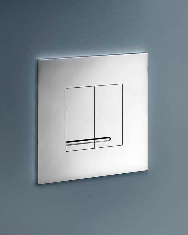 Flush button for fixture XS - wall control panel, square - Manufactured in chromium-plated metal
For front installation on Triomont XS
Available in different colours and materials