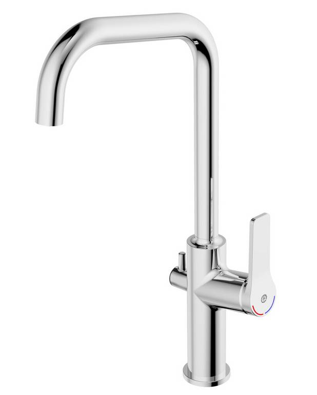 Køkkenarmatur Epic - høj tud - En håndvask i moderne design
Soft move, teknologi til let og præcis håndtering
Eco-flow til vand- og energieffektivisering