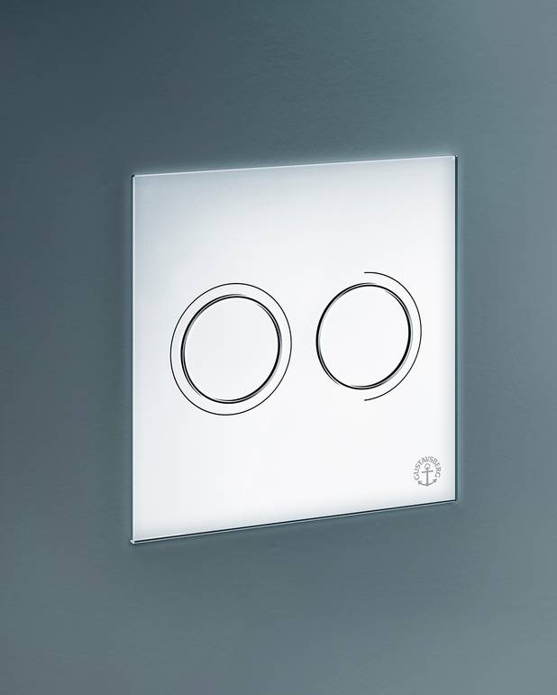 Flush button for fixture XS - wall control panel, round - Manufactured in white glass
For front installation on Triomont XS
Available in different colours and materials