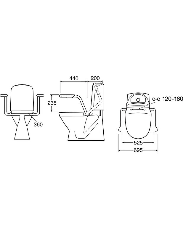 Armrest Nordic 3051 - Ergonomically designed grab bar
Combines with Care seat 3060