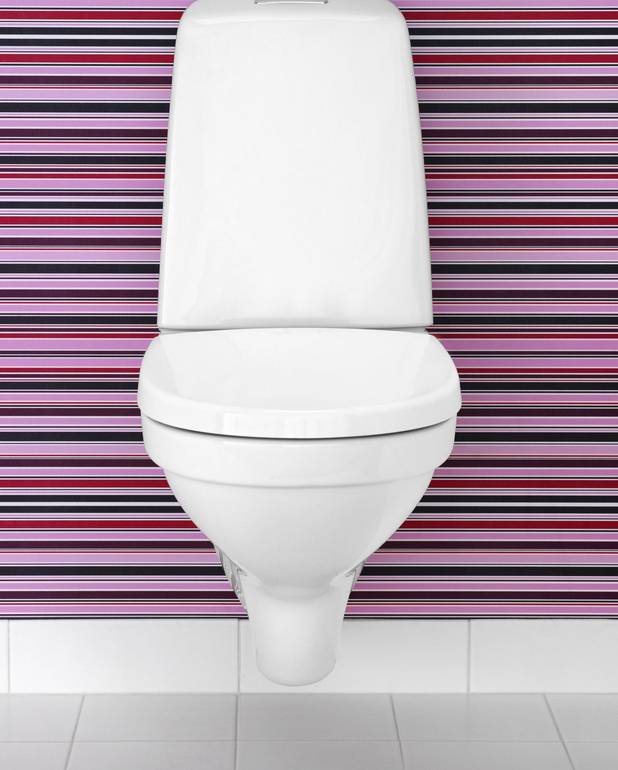 Veggmontert toalett Nautic 5522L – med tank - Enkelt å rengjøre og med minimalistisk design
Plass bakom tank for enklere rengjøring
Ergonomisk opphøyd spyleknapp
