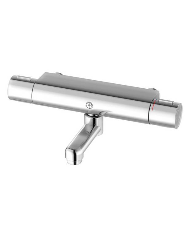 Vannisegisti New Nautic – termostaat - Contains less than 0.1% lead
Maintains even water temperature during pressure and temperature changes
Complete with 85 mm bathtub spout
