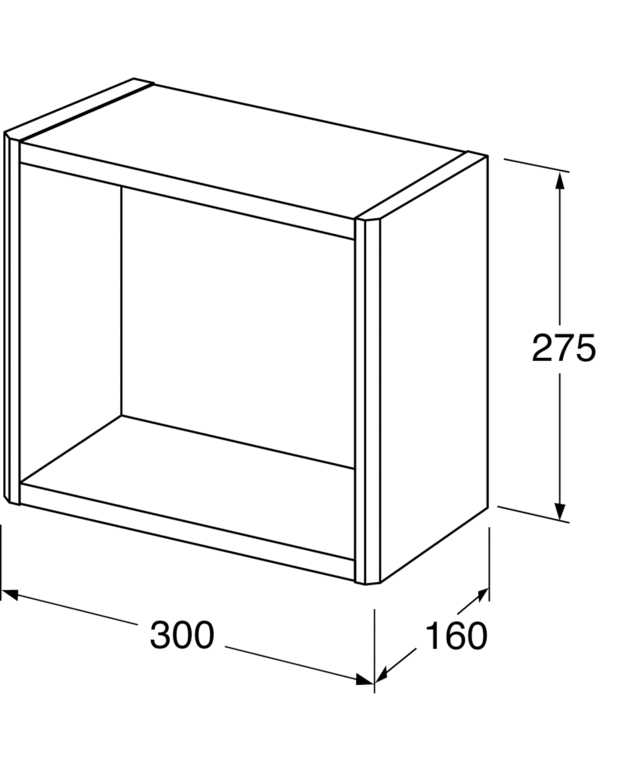 Oppbevaringskube Graphic – 30 cm - Åpen oppbevaring
Kan settes sammen til moduler med Graphic veggskap og høyskap
Fås i tre ulike farger