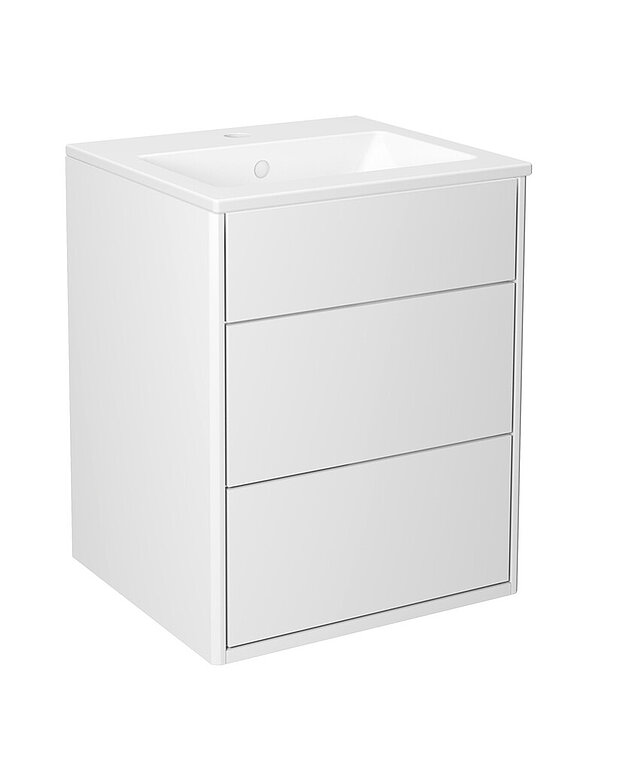 Kommodskåp Graphic - 45 cm - Med heltäckande tvättställ i porslin
Utfällbart lönnfack för förvaring av småsaker
Utrymme för montage av eluttag