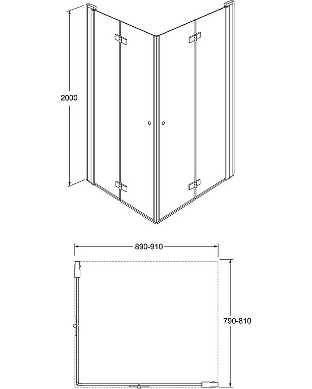 Nurgapaigaldusega kokkuvolditav dušiuksekomplekt Square - Joonis - Square_folding_door_80x90_web.jpg