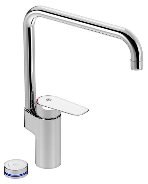 Kitchen mixer Atlantic - high spout - Works as a standard mixer manually
Fully digital with on / off, water flow and temperature regulation
Multi colored LED-light
