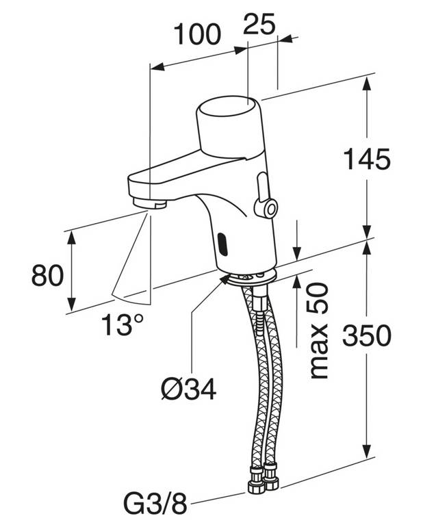 Bathroom sink faucet Nautic - sensor-controlled - Batteries included, installed in the faucet
Simple installation with self-calibration
Smart function for cleaning and prevention of sabotage