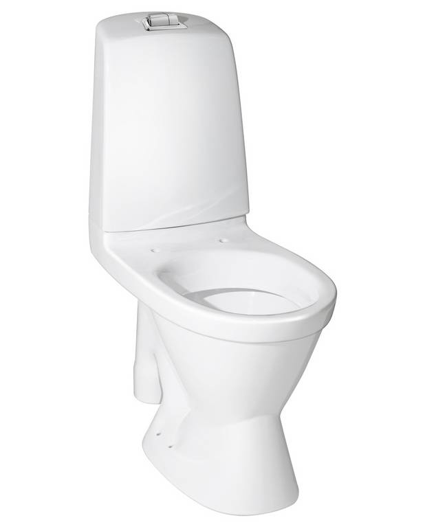 Toilet Nautic 5591 - exposed S-trap, large footprint - Easy-to-clean and minimalist design
Full coverage condensation-free flush tank
Large footprint: covers marks left by old toilet