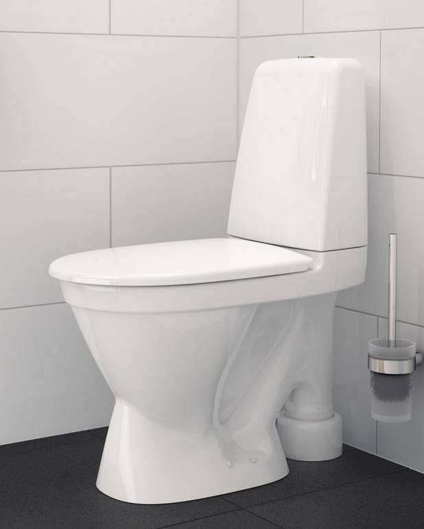 Public-toilet 6691 - åben s-lås, stor model, Hygienic Flush - Holdbar trykknap i rustfrit stål, som er velegnet til offentlige områder
Åben skyllekant for forenklet rengøring
Ceramicplus for hurtig og miljøvenlig rengøring