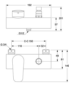 Wash trough mixer Atlantic - Single lever - Drawing - GB41211374SpolblandareAtlantic-Ettgrepp_150cc_Drawing.jpg