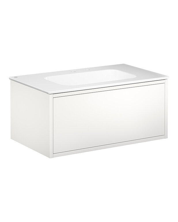 Ducentic Vanity 80cm, White - Created for the 200 year anniversary of Gustavsberg, celebrating the heritage of caftsmanship and design
Spacious drawer interior without the need for a cut-out for the water trap, creating more space for storage
Soft-closing drawer with full extension provide a complete overview of all things