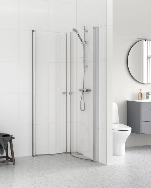 Round shower door set - Pre-fitted door profiles for quick and simple installation
Doors reversible for right/left-hand installation
Polished profiles and door handles